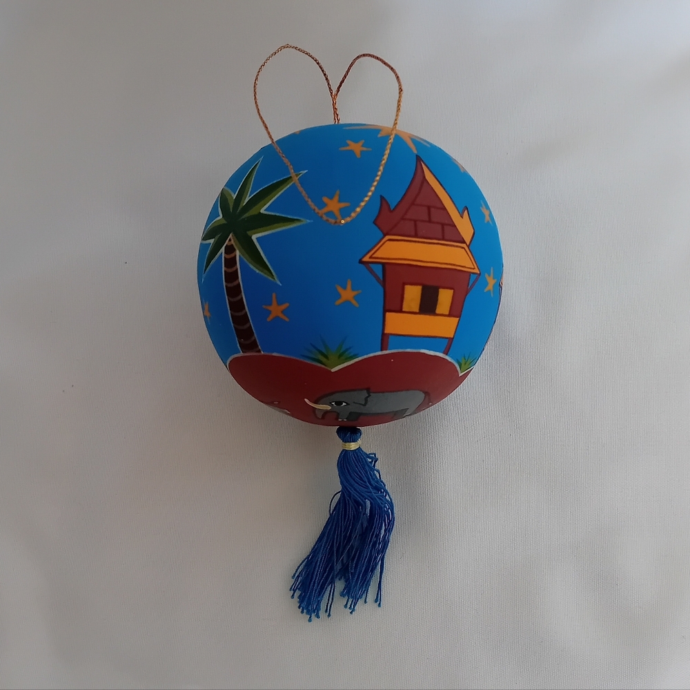 Colorful Hand-Painted Ornament with Tassel